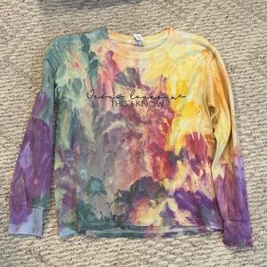 ✝️ Custom Dyed Jesus Loves Me Long Sleeve T-Shirt - Youth M 🩷